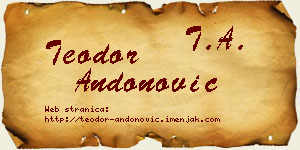 Teodor Andonović vizit kartica